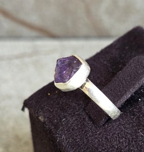 Natural Amethyst <b>Statement</b> <b>Ring</b> Irregular Boho Chic Style Unisex Wedding Anniversary Timeless Band Piece Sterling Silver - Product Image 5