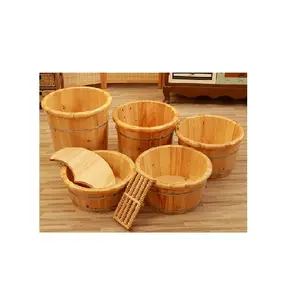 100% Natural wooden foot rest bucket for Pedicure Spa And Foot Massager solid acacia wood bucket at low price