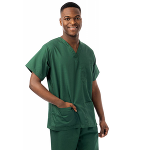 Tops de enfermería elásticos de manga corta Unisex, ropa médica de tela tejida ecológica de alta calidad, logotipo personalizado para hospitales de hombres - Product Image 1