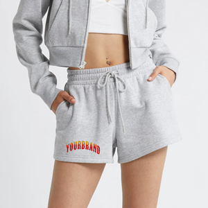 Pantalones cortos de último diseño para mujer 100% algodón de longitud corta logotipo impreso DTF personalizado con cuerdas pantalones cortos transpirables de hip hop para mujer - Product Image 4