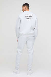 Custom Trendy Hot Sale Unisex <b>Grey</b> Scubas Tracksuit Heavyweight Custom Embroidered Round neck <b>Sweatshirt</b> & Jogger set Sweatsuit - Product Image 3