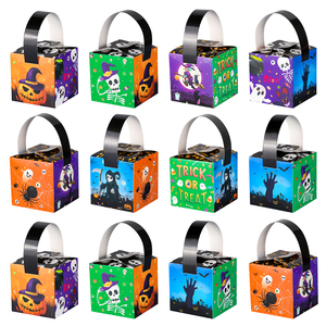 Halloween Promotional Novelty Paperboard Gift <b>Boxes</b> Square Handle Digital Four-Color Printing Trick <b>Treat</b> Design Self Erecting - Product Image 1