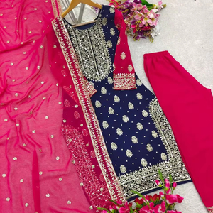 Salwar Kameez y Dupatta de Georgette de Seda de Diseño Casual para Graduación de Invierno - Product Image 1