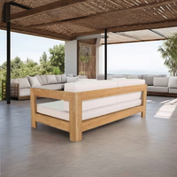 Sofa Taman Arjuna Jati Daybed, Kayu Jati Alami yang Tahan Lama, Ramah Lingkungan untuk Penggunaan Dalam dan Luar Ruangan, Hotel, Desain Minimalis
