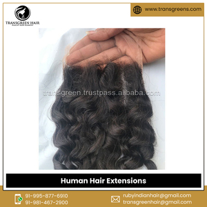 Extensions de cheveux humains bouclés crépus de qualité supérieure avec fermeture 4x4 du temple indien disponibles avec emballage personnalisé - Product Image 2