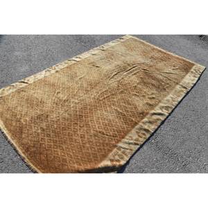 Traditional <b>Brown</b> Beige <b>Wool</b> Rug 5.7 X 9.5 ft Classic Vintage Turkish Patchwork Design for Bedroom Rectangular Latex Bedside - Product Image 2