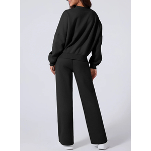 Chándal marrón de gran tamaño con chaqueta con cremallera, pantalones de cintura alta, ropa informal cómoda, chándales de mujer pesados hechos de lana - Product Image 4