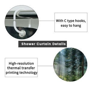 Custom Printed Waterproof Shower Shower <b>Curtain</b> for Bathroom Waterproof Polyester with <b>Hooks</b> - Product Image 2