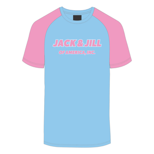 เสื้อยืดแขนแร็กแลนแจ็คแอนด์จิลล์ของอเมริกาเสื้อสีชมพูปักลายสีดำ & Civic เครื่องแต่งกายมืออาชีพ - Product Image 1