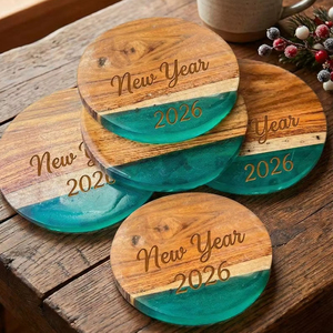 Posavasos de Resina de Madera Clásica Duradera de Alta Calidad, Posavasos de Resina Epoxi de Madera Maciza para Bebidas Calientes/Frías, Protección de Mesa - Product Image 1