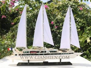 Gia Nhien Design personnalisé du fabricant Le Ponant Yacht Croisières Perle blanche PEINTE Bateau de vitesse en bois Boîte basse en bois Décoration - Product Image 5