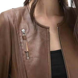 Producto de Venta caliente, las mejores chaquetas de cuero delgadas de invierno para mujer, chaqueta de cuero transpirable de diseño personalizado para mujer - Product Image 4