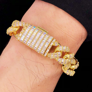 New Arrival Miami Cuban Link Hiphop <b>Bracelet</b> VVS <b>Baguette</b> Moissanite Diamond Stubbed 925 Sterling Silver - Product Image 5