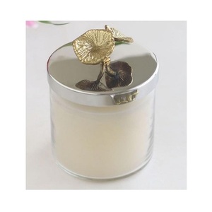Bougeoir en verre avec couvercle en aluminium Bougeoir de forme ronde de taille personnalisée pour accessoires de décoration intérieure - Product Image 5