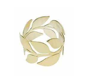 Wholesale Vintage Leaf Gold Metal Napkin <b>Rings</b> Wedding Fashionable Carved Leaf Shape Gold Metal Napkin <b>Rings</b> Holder - Product Image 1
