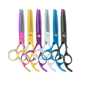 Professional Dog Grooming Scissors Supplier Pet Straight Cutting Thinning Curved Shear Japan Steel Puppy Fur