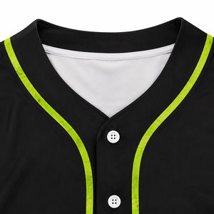 Maillot de baseball personnalisé pour adulte, imprimé numériquement, noir avec bordure vert lime, manches courtes, unisexe, respirant, 100% polyester 240g, pour équipe - Product Image 5