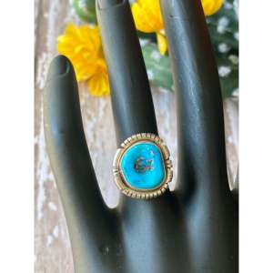 Eli Skeets Sleeping Beauty <b>Turquoise</b> Sterling Silver Bezel Set <b>Ring</b> Size 5 - Product Image 2
