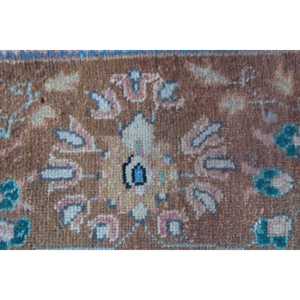 Tapis turc 1,6 x 1,6 pieds, tapis en laine vintage à motifs floraux marron - Product Image 5