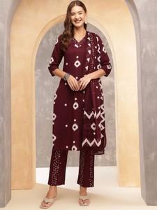 Kurta en pur coton imprimé régulier pour femmes avec pantalon & Dupatta - Product Image 4