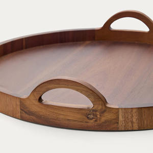 Bandeja de madera sostenible para servir alimentos con asa, bandejas de madera al mejor precio al por mayor para servir comidas - Product Image 2