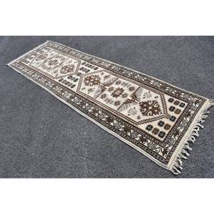 Alfombra turca Vintage marrón Beige de 3x9,5 pies de área grande diseño de retazos rectangulares Material de lana respaldo de látex alfombra abstracta para habitación - Product Image 2