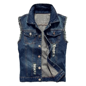 Prix de gros Nouveau design Mode Gilet sans manches unisexe Homme Femme Gilet en jean style cowboy Gilet en jean à capuche pour femme - Product Image 6