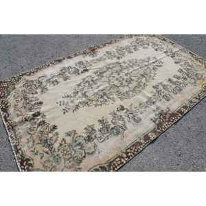 Tapis turc, tapis vintage 5,5x9,2 pieds, tapis en laine persan beige - Product Image 3