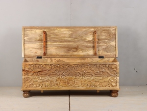 Baúl de Almacenamiento de Madera Premium con Acabado Decorativo y Amplio Interior para Organización del Hogar - Product Image 2