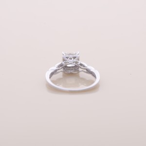IGI Certified Princess Cut Lab Grown Diamond Halo Engagement-Wedding <b>Ring</b> <b>with</b> Vintage Pave Band in Solid <b>925</b> Sterling <b>Silver</b> - Product Image 3