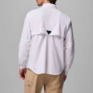 Tùy Chỉnh Người Đàn Ông Dài Tay Áo Nút Lưới Trở Lại huyệt Chống Nhăn Nhanh Chóng Khô Polyester Bông Ngoài Trời Áo Sơ Mi Upf 50 + UV Đi Bộ Đường Dài Du Lịch - Product Image 2