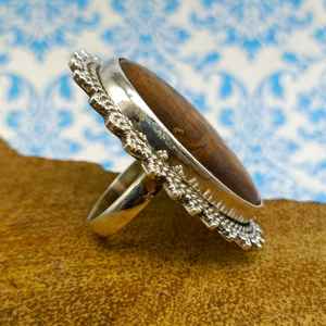 Best Quality 925 Sterling Silver Fine <b>Rings</b> for <b>Men</b> and Women Oval Shape Diamond with Semiprecious Tiger Eye Gemstone Jewelry - Product Image 4
