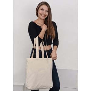 Premium Quality 100% Cotton Reusable Tote <b>Bags</b> Durable Eco-Friendly Medium Size <b>Long</b> for Daily Use Advertising-WA100/ WA110 - Product Image 4
