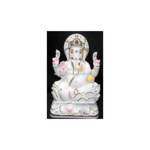 Estatua de God Ganesha, mármol blanco - Product Image 1