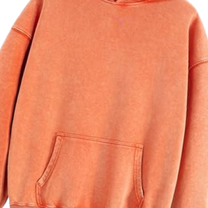 Sudadera con Capucha Lavada al Ácido Color Naranja Melocotón, Sudadera Holgada de Estilo Vintage, Sudadera de Forro Polar Suave, Ropa de Calle, Ropa de Invierno para Hombre y Mujer - Product Image 3