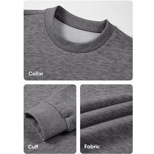 Men's Loose Fit Solid Colour Round Neck Sweatshirt With Long Sleeves Custom Factory Print Fabric Pullovers for Foreign Trade - Product Image 6