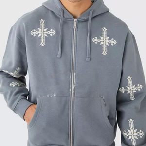 Fourniture en gros du fabricant Sweat-shirt à capuche ample en molleton pour hommes Sweat-shirt à capuche brodé pour la saison hivernale - Product Image 2