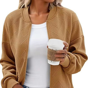 Blouson Bomber Léger pour Femme avec Fermeture Éclair, Vêtement d'Extérieur Casual avec Poches pour le Printemps et l'Automne - Product Image 1