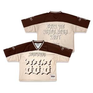 Camiseta extragrande con estampado personalizado, diseño de sublimación, ropa de calle recortada de malla, ropa deportiva clásica de lujo para fútbol, camisetas - Product Image 3