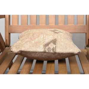 Almohada de punto de aguja de lana beige 12x12 pulgadas Cojín de retazos rústico Técnica tejida con patrón vintage - Product Image 5