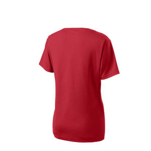 Camiseta ligera de moda de alta calidad con cuello en V para mujer, camisetas de manga corta de diseño personalizado, botón con borlas, secado rápido, ecológico - Product Image 2