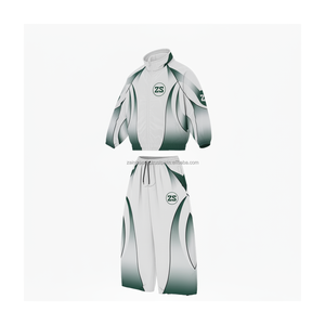 Juego de cortavientos de poliéster de microfibra GSM 220 de calidad superior, diseño blanco y verde, logotipo personalizado, Impresión de transferencia de calor de talla grande - Product Image 4