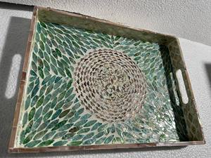 Plateau de service à motif Floral en nacre fait à la main, Rectangle vietnamien - Product Image 2