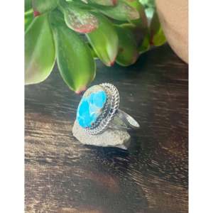 South Hill <b>Turquoise</b> Sterling Silver <b>Ring</b> Size 9.5-Princess Cut Geometric Fine Jewelry for Everyday Wear - Product Image 4