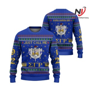 Sweat-shirt grec Sigma Gamma Rho Sorority en tricot d'automne 100% coton anti-boulochage prêt à expédier à épaules tombantes brodé - Product Image 1