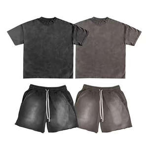 Conjunto de 2 Piezas de Camiseta y Pantalones Cortos Deportivos de Secado Rápido, Transpirables, Lavados al Ácido, de Alta Calidad, 240 Gramos, Verano, Casual, Manga Corta, Personalizado para Hombre - Product Image 1