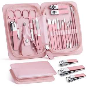 Manicure <b>Set</b>, Nail Clippers Pedicure Kit, 20 in 1 Professional <b>Set</b>, Portable Grooming Kits with Travel Case -<b>Pink</b> - Product Image 1