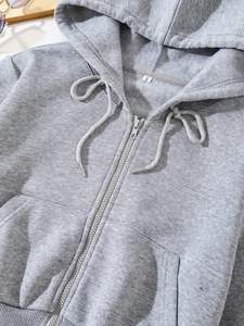 Venta al por mayor de alta calidad de moda liso logotipo personalizado de impresión 100% algodón corto de las mujeres de gran tamaño Crop Top señoras sudaderas con capucha - Product Image 3