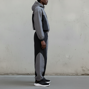 Ensemble de survêtement en nylon coupe-vent Jogger décontracté confortable Ensembles respirants à séchage rapide Fermeture éclair imprimée Survêtement pour homme Grande taille - Product Image 6