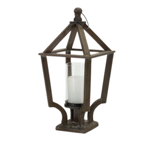 Décoration intérieure Lanterne de table Décoration de Noël Lanterne à bougie en bois de taille moyenne Centre de table de Noël - Product Image 1